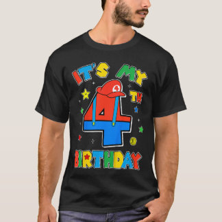 Camiseta 4th Birthday Boy Super Gamer Gamingheme Bday Party