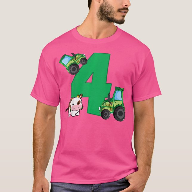Camiseta 4Th Birthday Boys Tractor Farmer 4 Years Birthday (Frente)