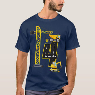 Camiseta 4th Birthday Construction Vehicles Diggers Crane