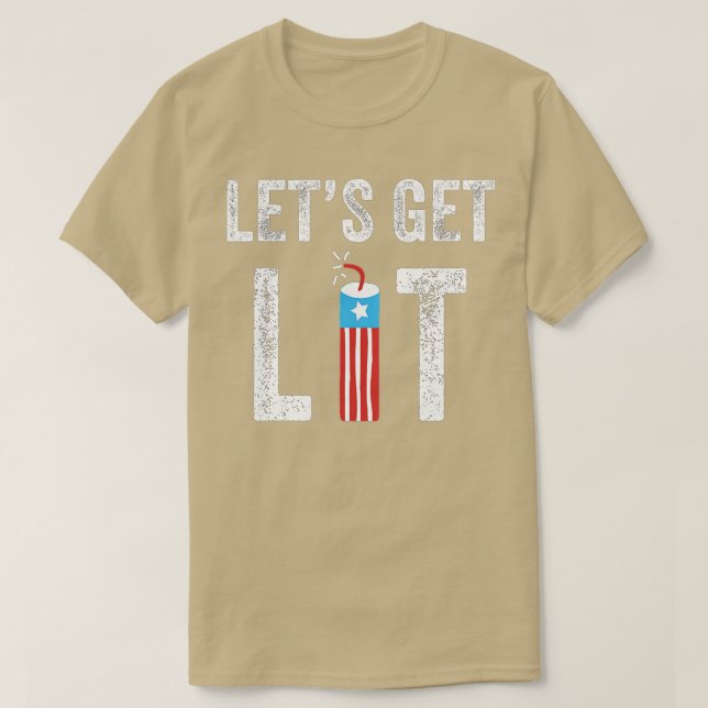 Camiseta 4th Fireworks Let's Get Lit Funny  (Frente do Design)