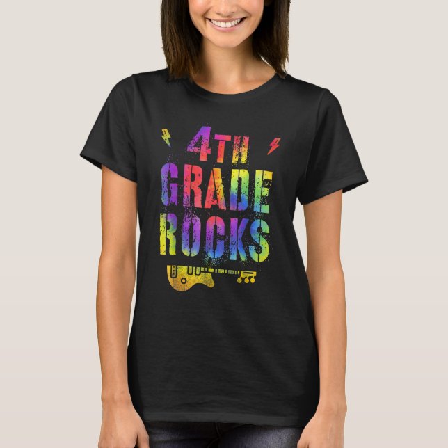 Camiseta 4th Fourth Grade Rocks Tie Dye Back To School Teac (Frente)