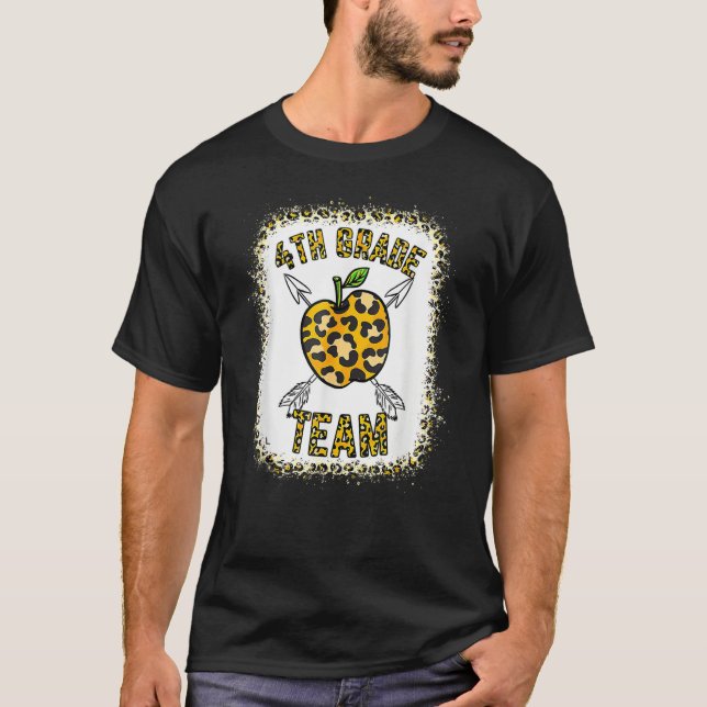 Camiseta 4th Fourth Grade Team Leopard Teacher Student Back (Frente)