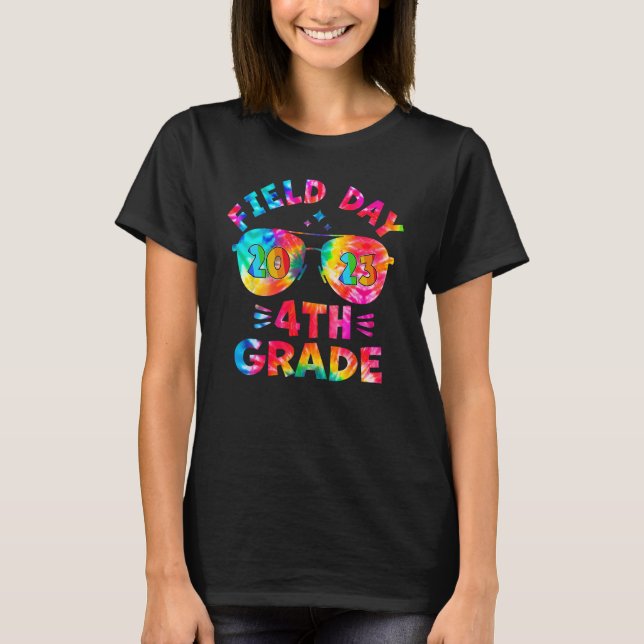 Camiseta 4th Grade Field Day 2023 Tie Dye Sunglasses Teache (Frente)