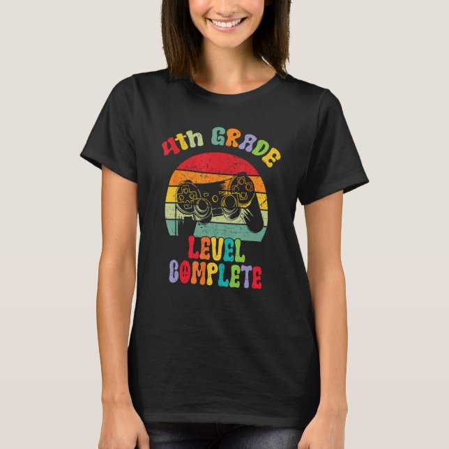 Camiseta 4th Grade Level Complete groovy Last Day Of School (Frente)