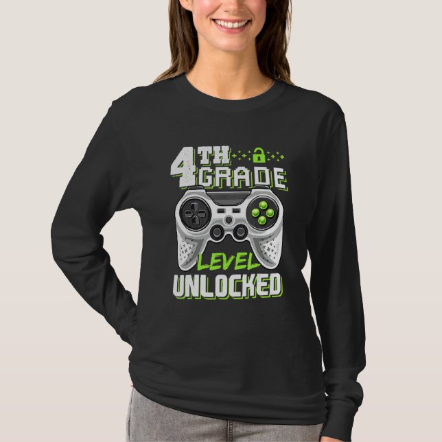 Camiseta 4th Grade Level Unlocked Video Game Back To School (Frente)