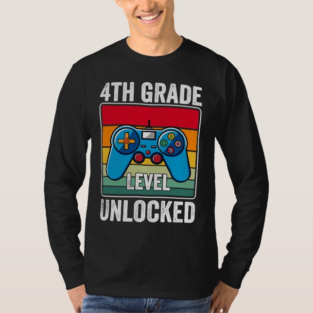 Camiseta 4th Grade Level Unlocked Video Game Back to School (Frente)