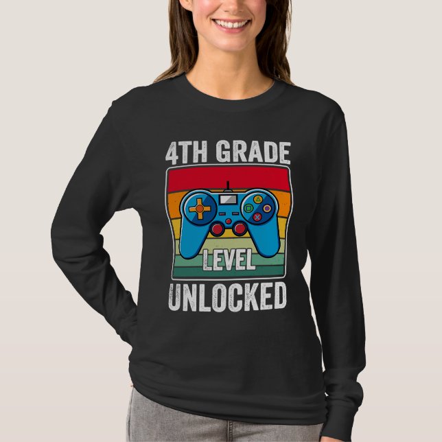 Camiseta 4th Grade Level Unlocked Video Game Back to School (Frente)