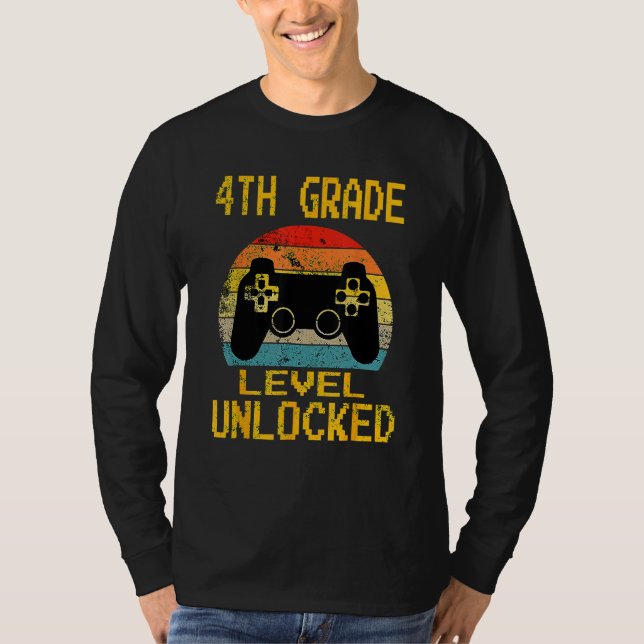 Camiseta 4th Grade Level Unlocked Video Gamer Back To Schoo (Frente)