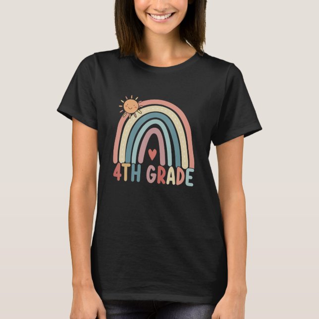 Camiseta 4th Grade Rainbow Team Fourth Grade Teacher Boho R (Frente)