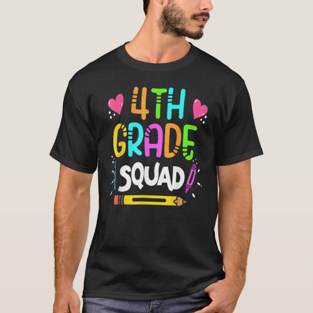 Camiseta 4th Grade Squad Fourth Teacher Student Team Back T (Frente)