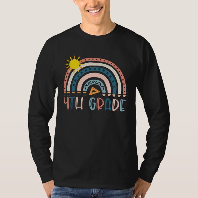 Camiseta 4th Grade Teacher  Boho Rainbow Teacher s Day (Frente)