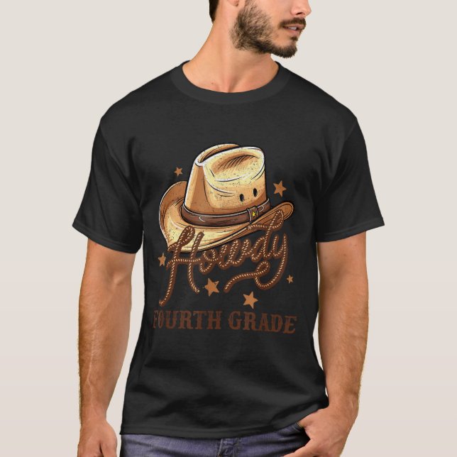 Camiseta 4th Grade Teacher Rodeo Country Western Howdy Four (Frente)