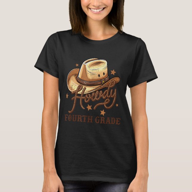 Camiseta 4th Grade Teacher Rodeo Country Western Howdy Four (Frente)