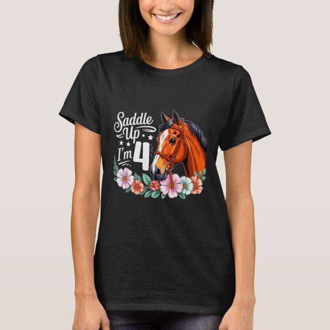 Camiseta 4th Horse Birthday Four Years Old Girls Horses Bir (Frente)