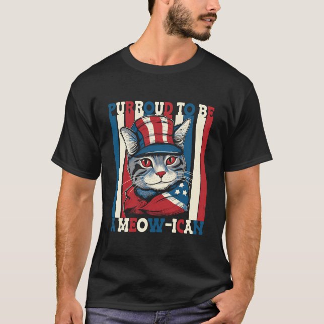 Camiseta 4Th July Cat Purroud To Be A Meow-Ican American Ca (Frente)