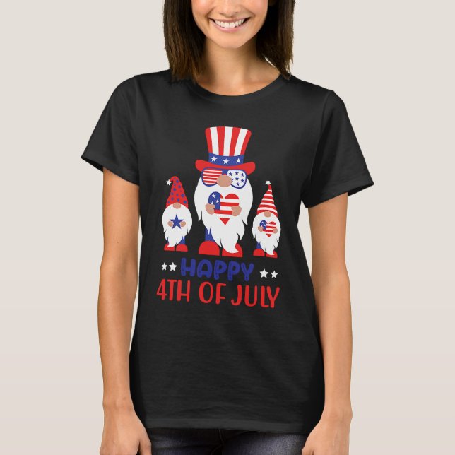 Camiseta 4th July Gnome Happy 4th July US flag (Frente)