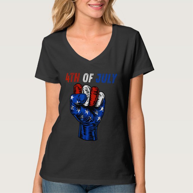 Camiseta 4Th Of July 2023 American Flag Retro Family (Frente)