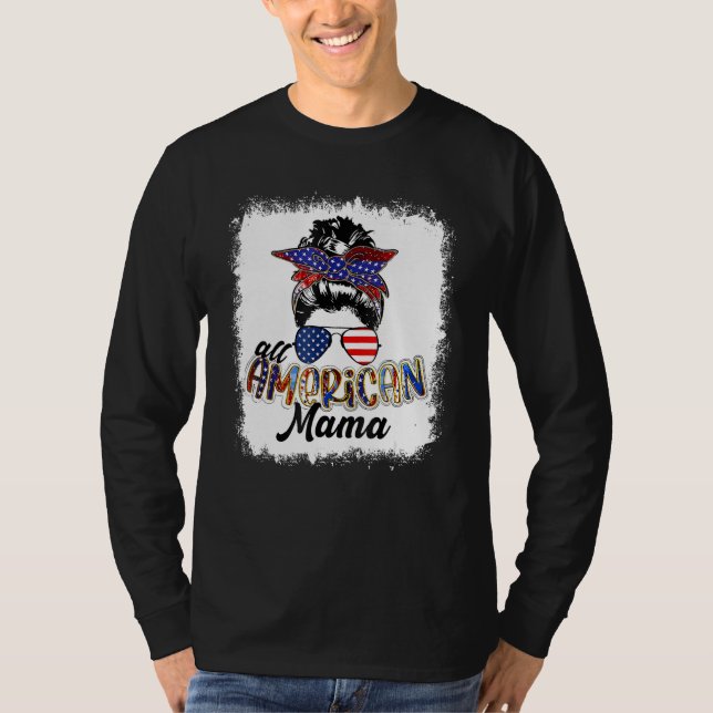 Camiseta 4th of July All American Mama Bleached Tees Messy  (Frente)
