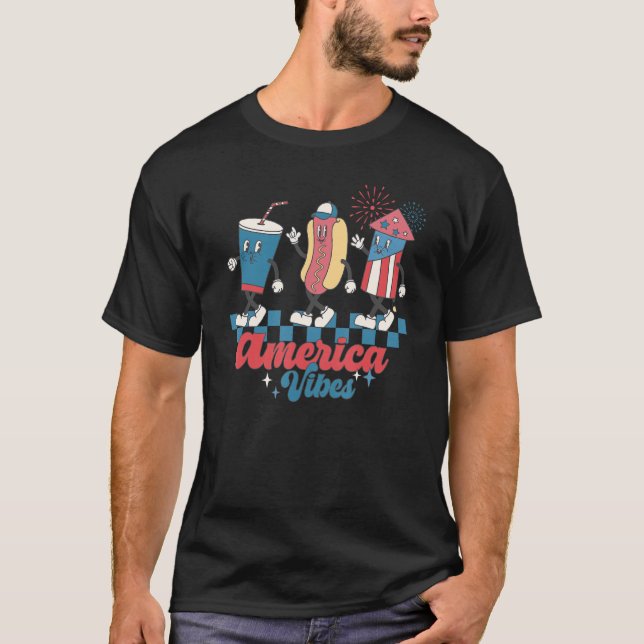 Camiseta 4th Of July America Vibes Fourth Of July Hotdog  G (Frente)