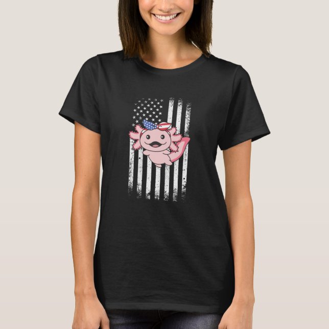 Camiseta 4th Of July American Axolotl For Kids Cute Usa Axo (Frente)