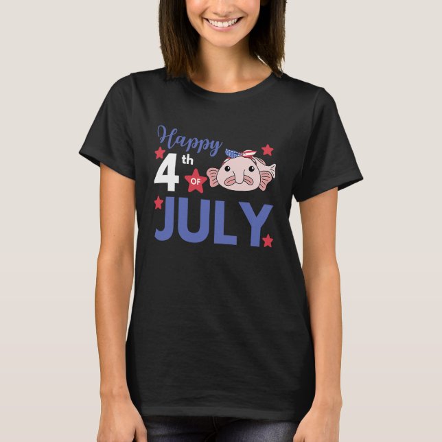 Camiseta 4th Of July American Blobfish For Kids Cute Usa Bl (Frente)