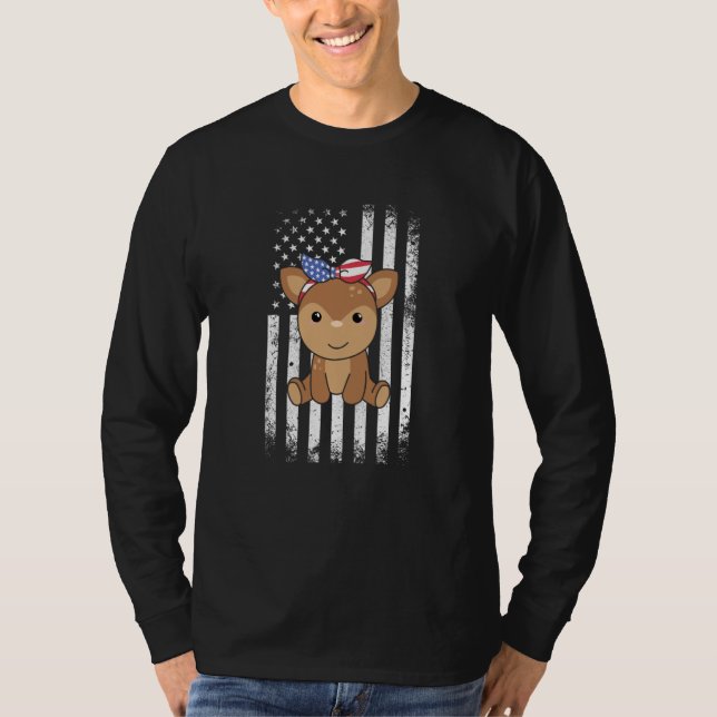 Camiseta 4th Of July American Deer For Kids Cute Usa Deer   (Frente)