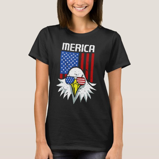 Camiseta 4th of July American Flag Bald Eagle Mullet 4th Ju (Frente)