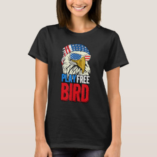Camiseta 4th Of July American Flag Bald Eagle Mullet Play F