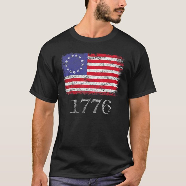 Camiseta 4th Of July  American Flag Betsy Ross 1776 Men Wom (Frente)