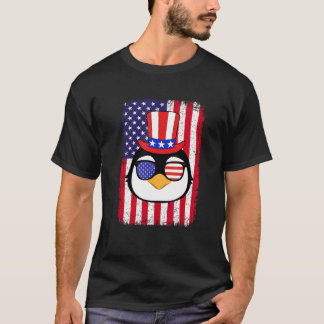 Camiseta 4th Of July American Flag Patriotic Penguin Sungla