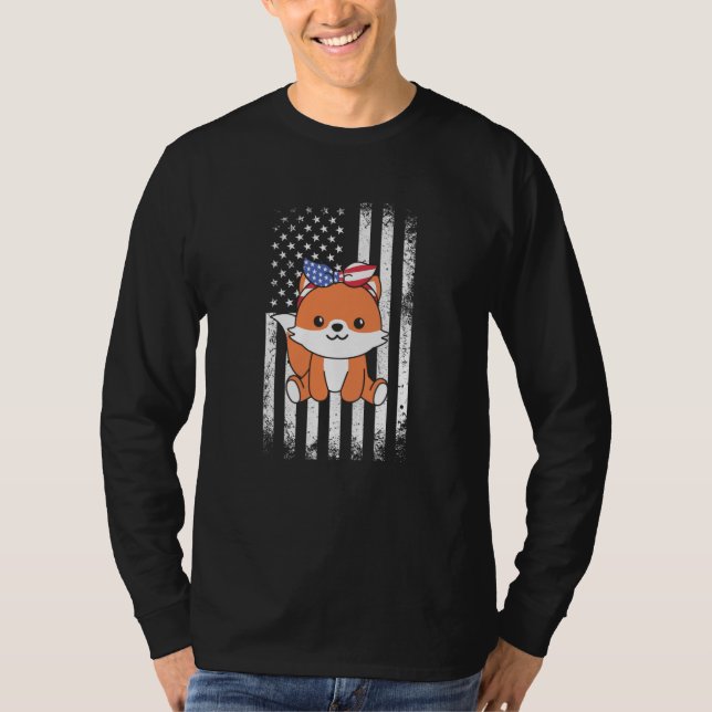 Camiseta 4th Of July American Fox For Kids Cute Usa Fox  5 (Frente)