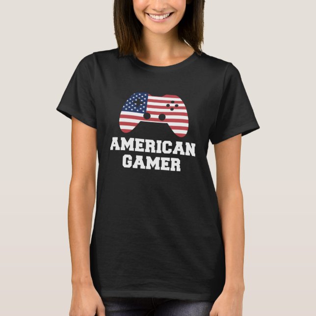 Camiseta 4th Of July American Gamer USA Patriotic Boys Men  (Frente)