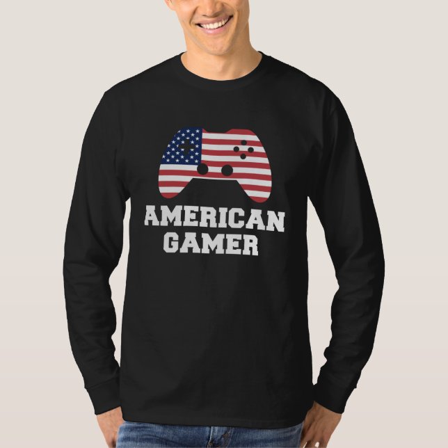 Camiseta 4th Of July American Gamer USA Patriotic Boys Men  (Frente)