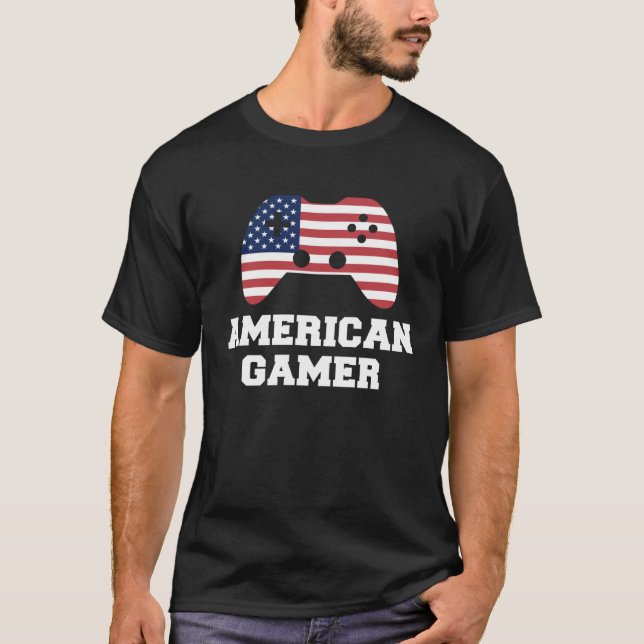 Camiseta 4th Of July American Gamer USA Patriotic Boys Men  (Frente)