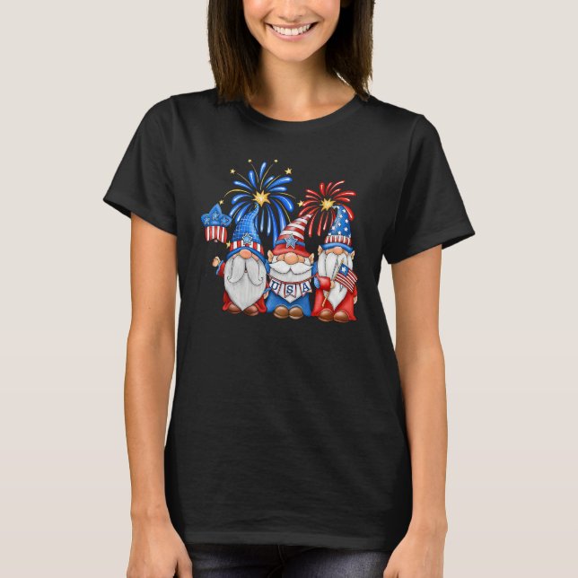 Camiseta 4th Of July American Gnomes Celebrating Independen (Frente)