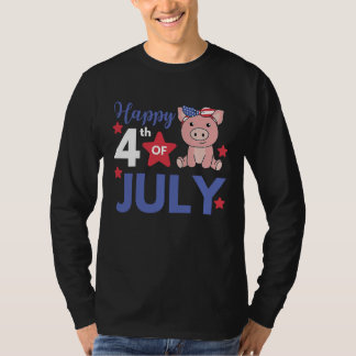 Camiseta 4th Of July American Pig For Kids Cute Usa Pig