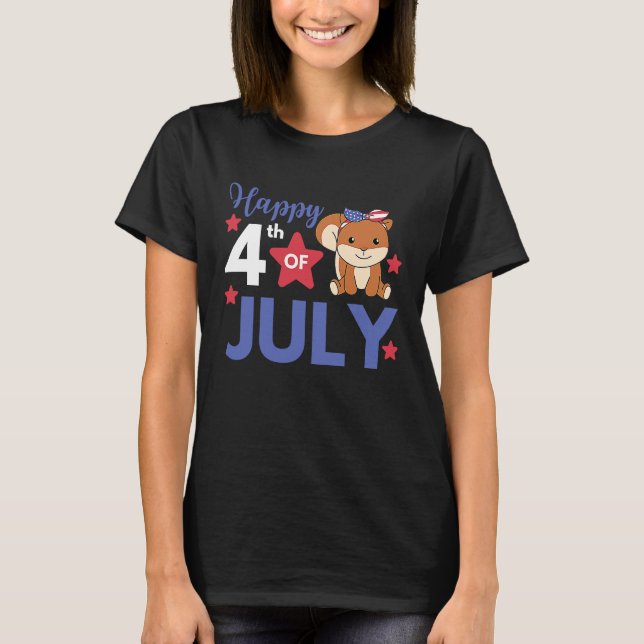 Camiseta 4th Of July American Squirrel For Kids Cute Usa Sq (Frente)