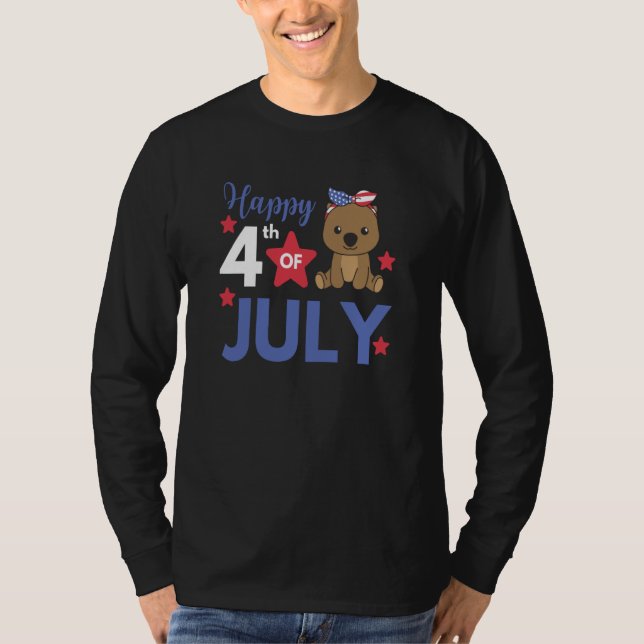 Camiseta 4th Of July American Wombat For Kids Cute Usa Womb (Frente)