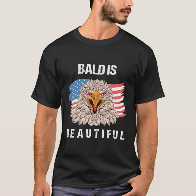 Camiseta 4th Of July Bald Is Beautiful Eagle Patriotic Amer (Frente)