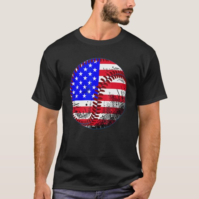 Camiseta 4th Of July Baseball American Flag Patriotic Weath (Frente)