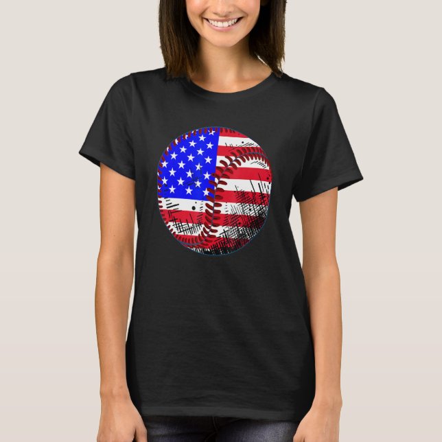 Camiseta 4th Of July Baseball American Flag Patriotic Weath (Frente)