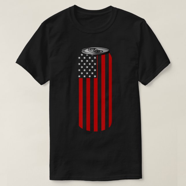 Camiseta 4TH Of July Beer Can Flag T-Shirt (Frente do Design)