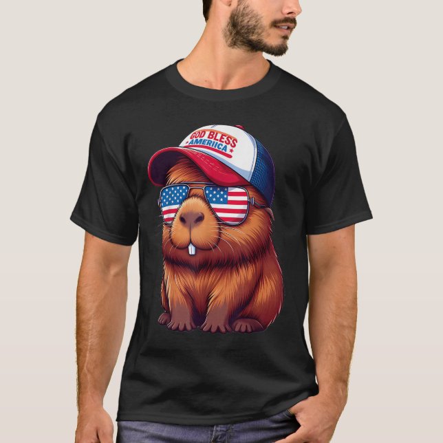 Camiseta 4th Of July Capybara – God Bless America Hat And P (Frente)