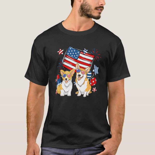 Camiseta 4th Of July Corgi Dog Independence Day Patriotic (Frente)