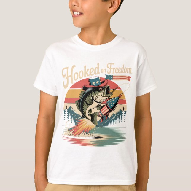 Camiseta 4th of July Cowboy Bass Shirt  (Frente)