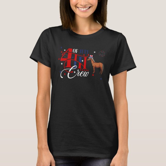 Camiseta 4th Of July Crew Costume Horse Wearing Hat America (Frente)
