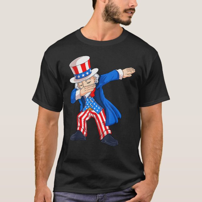 Camiseta 4th Of July Dabbing Uncle Sam American Flag Kids B (Frente)
