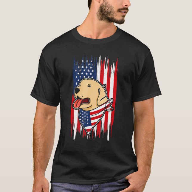 Camiseta 4th of July Dog USA Independence Day American Holi (Frente)