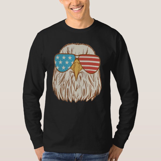 Camiseta 4th Of July Eagle Usa Flag Glasses Men Women Fourt (Frente)