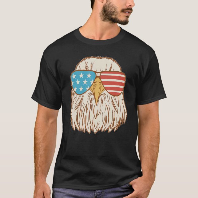 Camiseta 4th Of July Eagle Usa Flag Glasses Men Women Fourt (Frente)